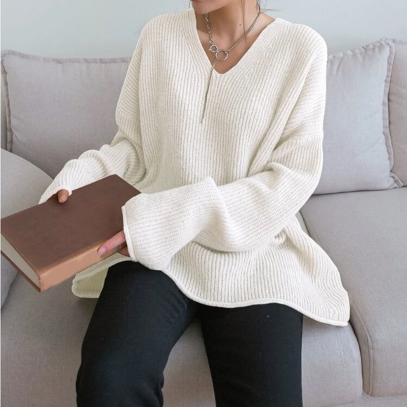 Ribbed knit drop shoulder sweater - Picture 5 of 7